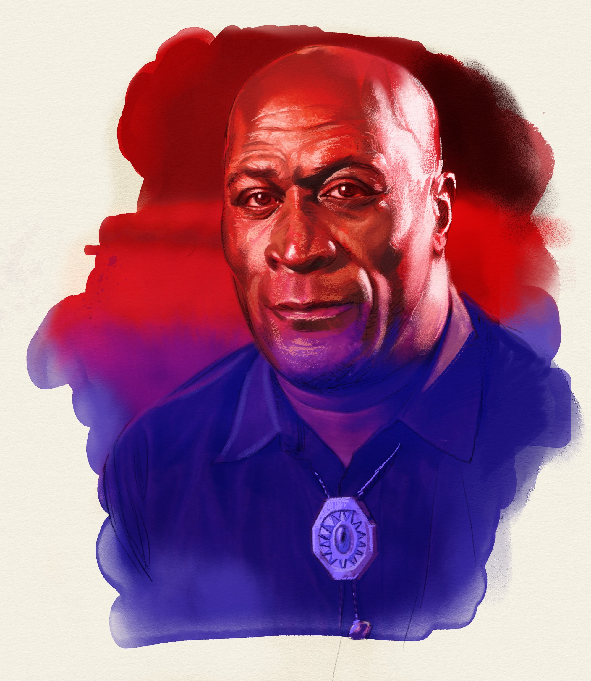 Portrait of actor John Amos . is an American actor known for his role as James Evans, Sr., on the CBS television series Good Times by Award Wining artist Mark Evans