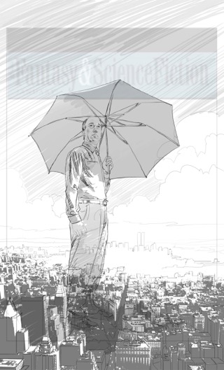 Sketch 2Fantasy and Science Fiction Magazine Jan/Feb 2012 FS&F Umbrella Men John G. McDaid